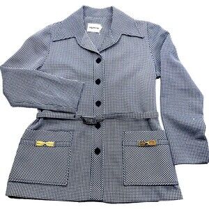 Sir Julian Vtg Blazer Jacket Leisure Houndstooth Blue 14 Retro Preppy Old Money